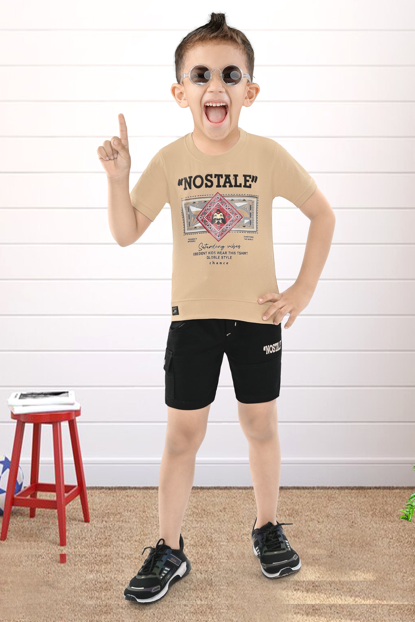 IMPORTED STRIPE FABRIC COTTON T SHIRT WITH COMFORT PANT