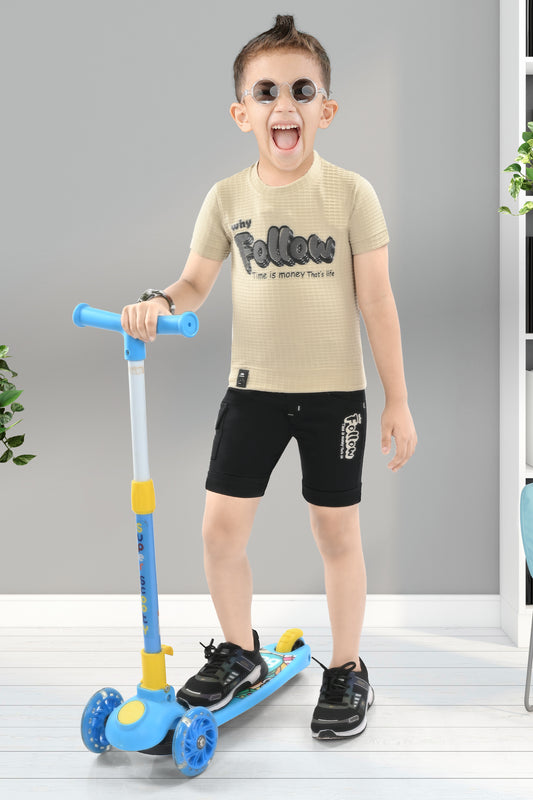 CHECK DESIGN FABRIC T SHIRT WITH SUPER COMFORT PANT