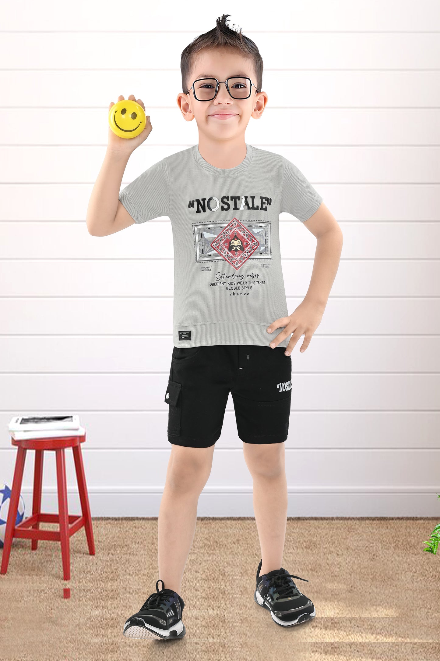 IMPORTED STRIPE FABRIC COTTON T SHIRT WITH COMFORT PANT