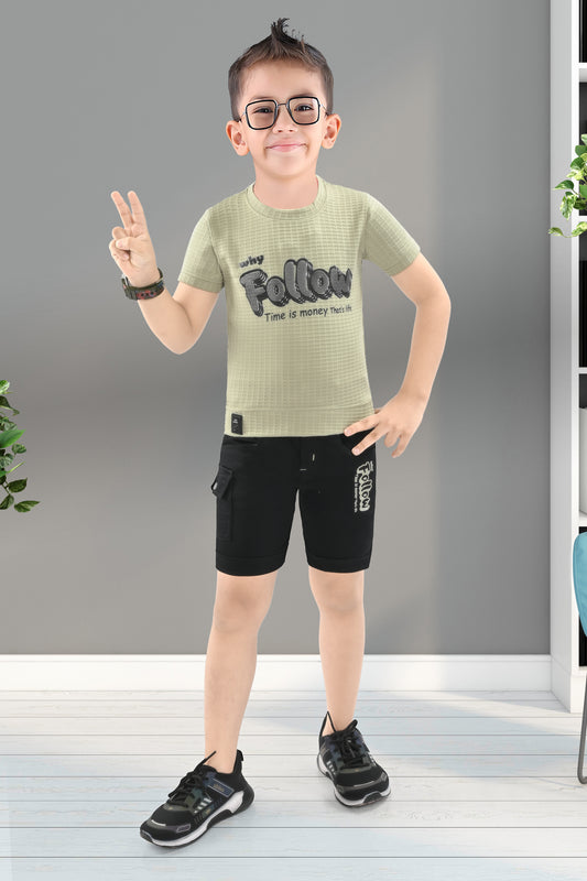 CHECK DESIGN FABRIC T SHIRT WITH SUPER COMFORT PANT