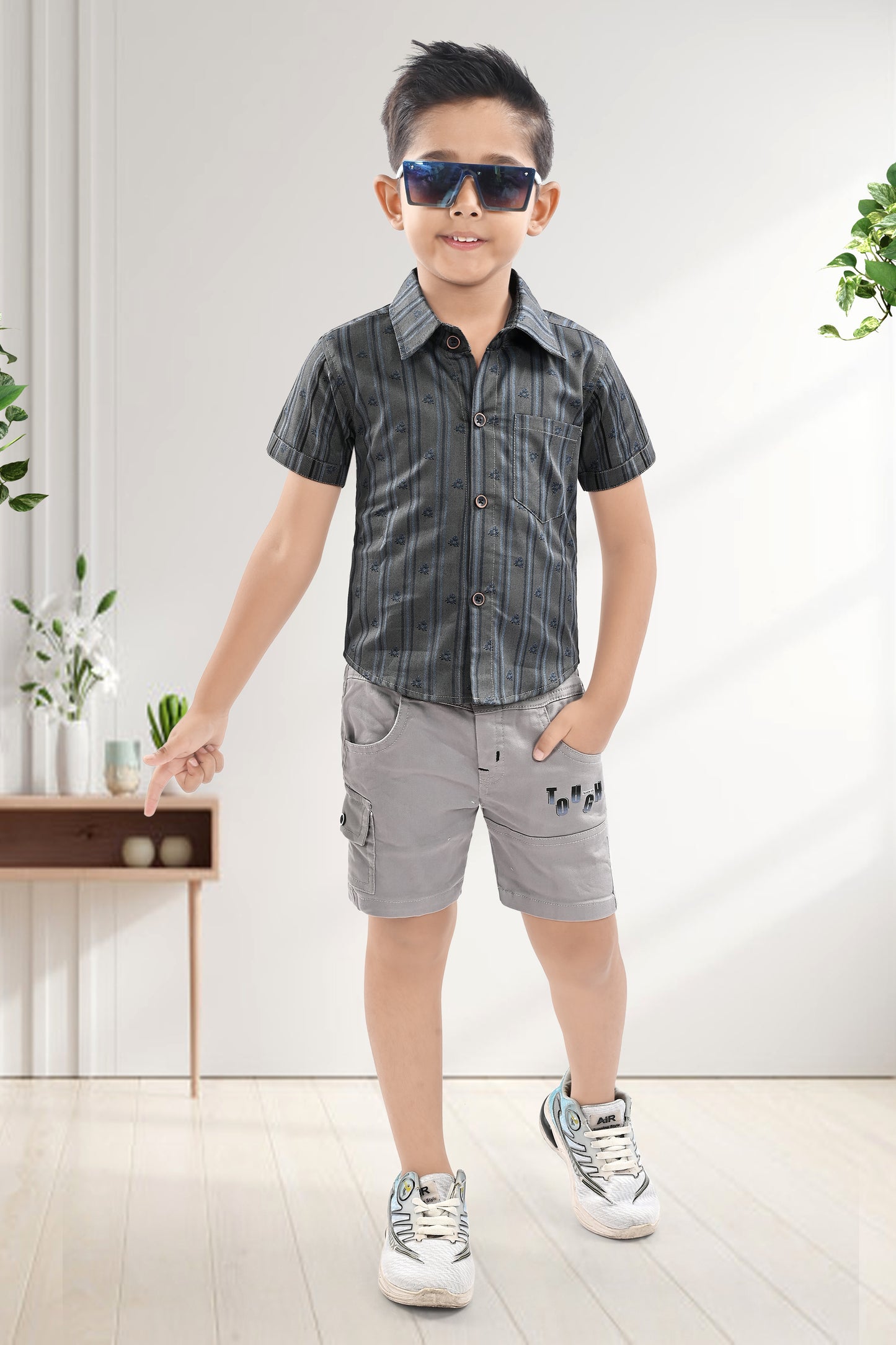 Pure Cotton Stripe Printed Shirt With Cotton Pant