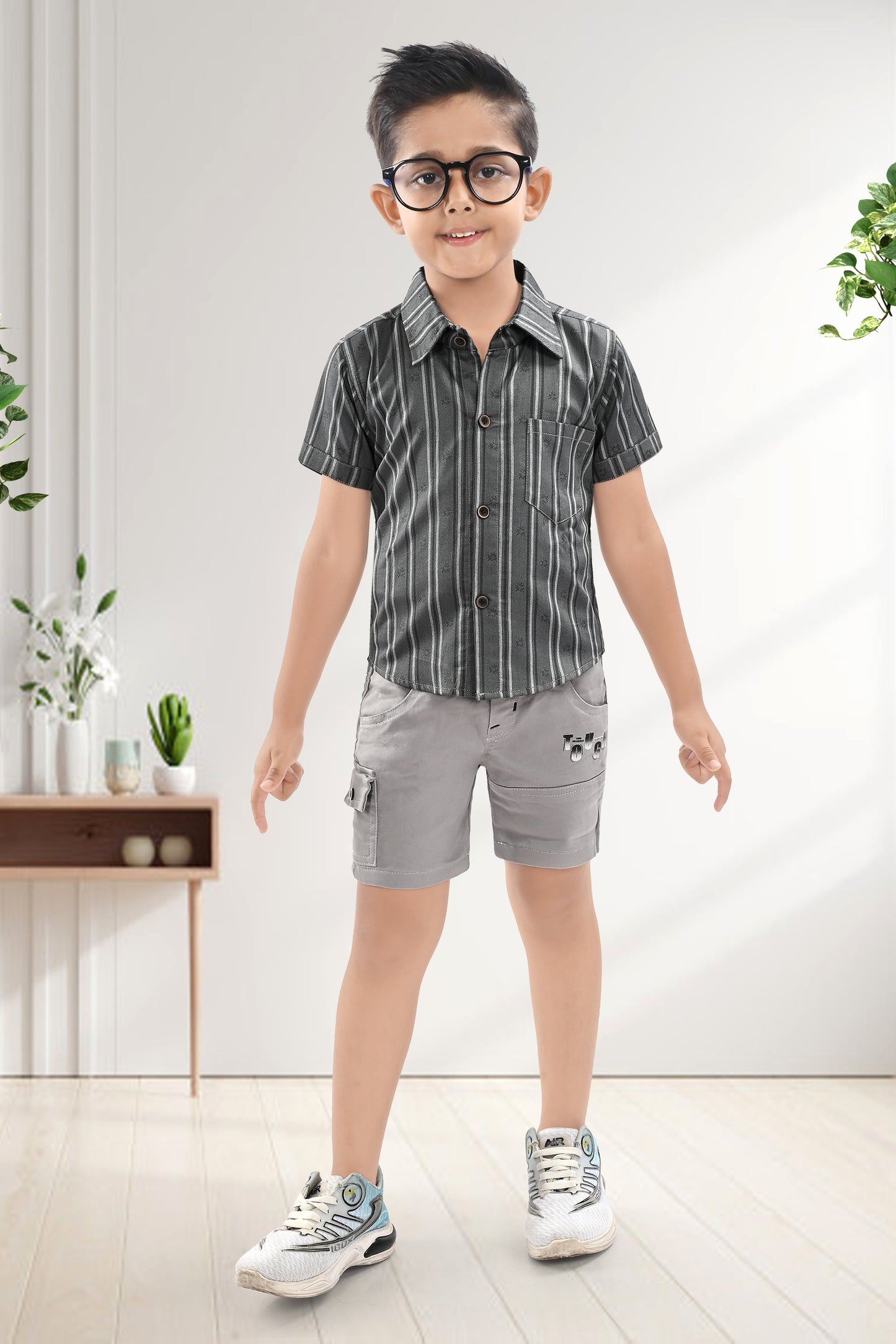 Pure Cotton Stripe Printed Shirt With Cotton Pant