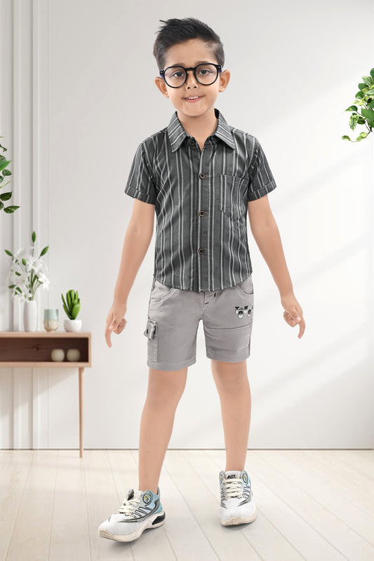 Pure Cotton Stripe Printed Shirt With Cotton Pant